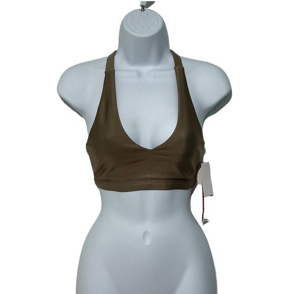 Good American Core Plunge Performance Criss Cross Sports Bra Bronze Size 0 XS - Picture 2 of 14